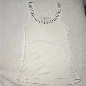 Elegant White Studded Tank Top